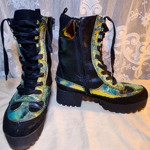 Rouge Helium Iridescent Platform Boots size 7 or 8 (see description)